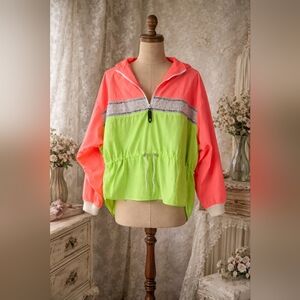 Vintage Ocean Pacific Neon Colorblock Windbreaker Jacket – 80s/90s Retro